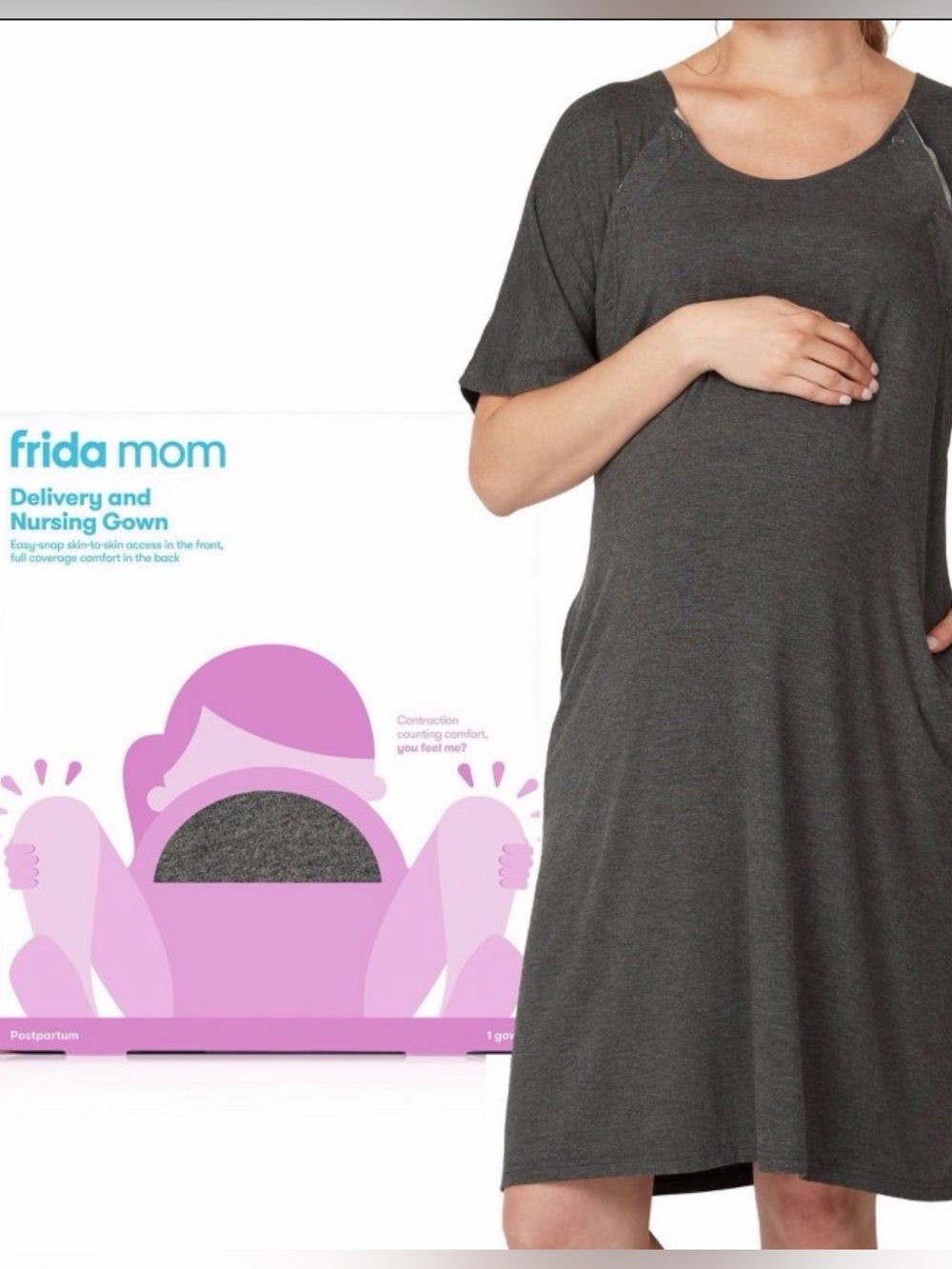 Frida mom labor delivery nursing gown NWT New